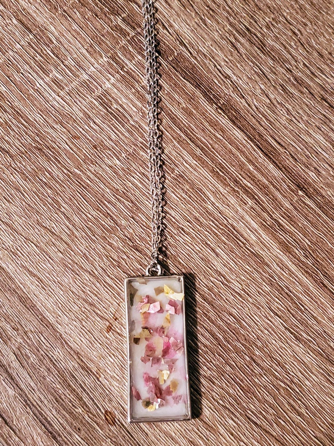 Pink And Gold Glitter Resin Pendant Necklace Resin Necklace Gift For Her Women's Jewelry