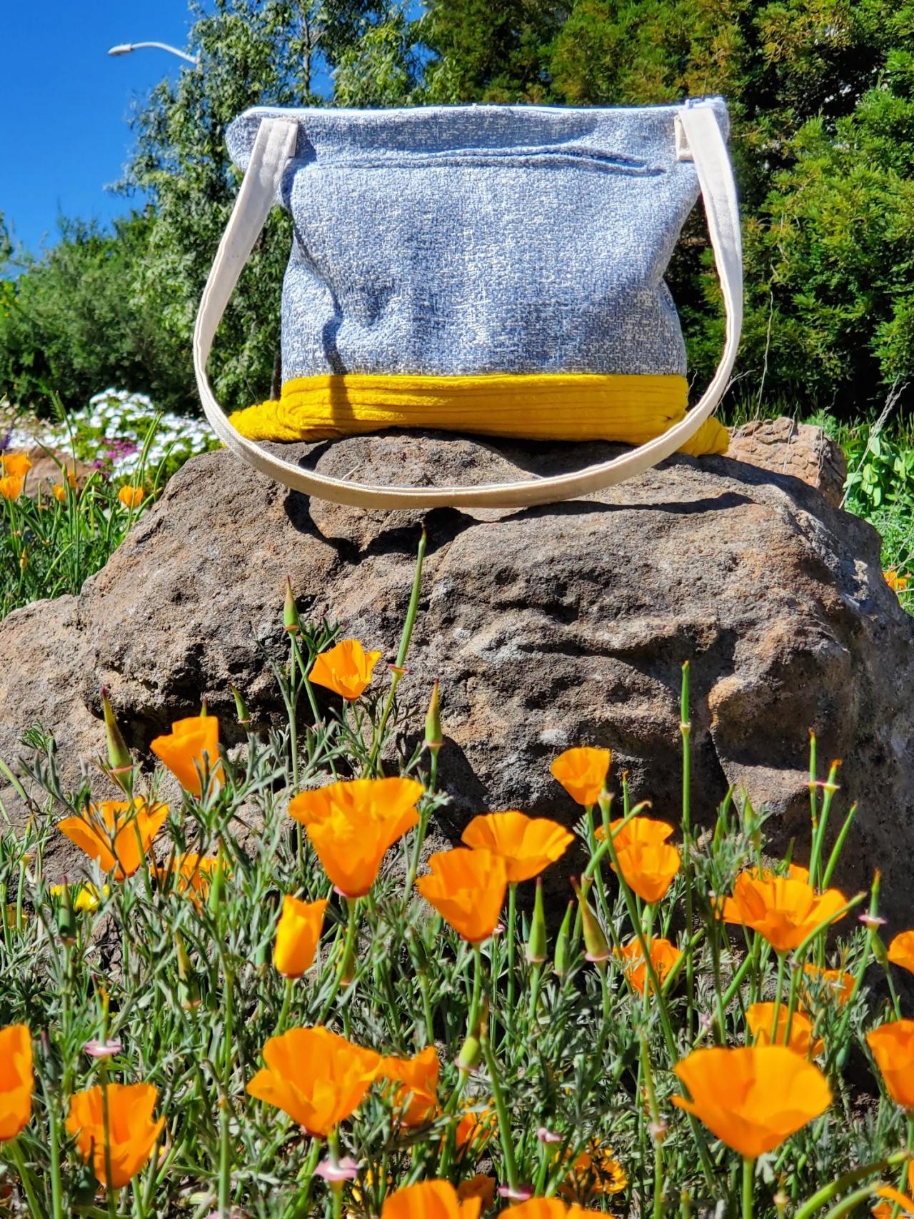 Blue Marbled, Orange Curduroy, Textured Purse/shoulder Bag, Zipper Pocket, Interior Pocket, Zipper Top, Spring Style, Bird Pattern Lining