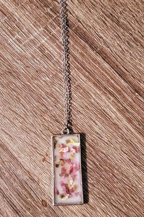 Pink and Gold Glitter Resin Pendant Necklace Resin Necklace Gift for her Women's Jewelry