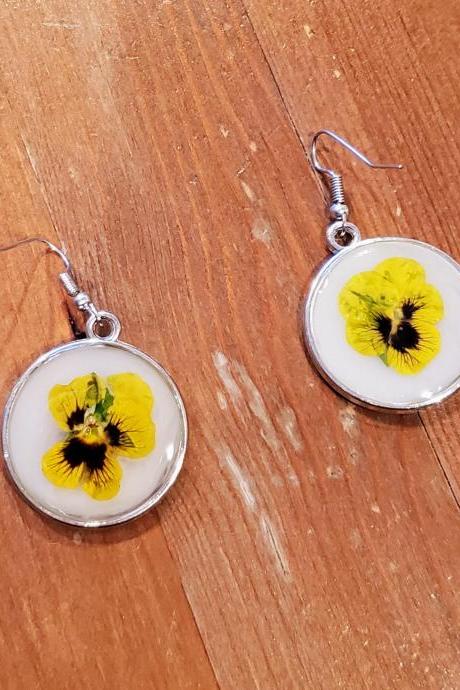 Resin Earrings Circle Pressed Dried Flower Women's Jewelry Gifts For Her
