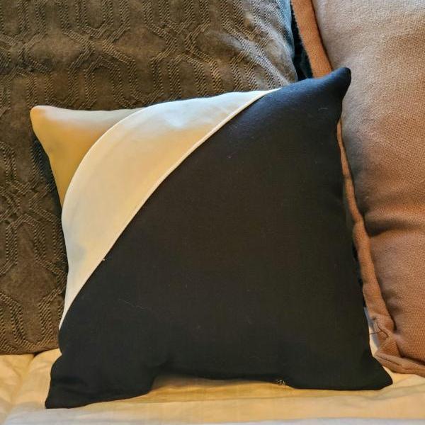 Art Deco Mini Bed/Couch/Chair Pillow, Black, White, Brown, Colorblock, Geometric, Hip, Modern